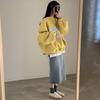 Korean Chic Spring Color Block Letter Print Loose Long Sleeve Women's Sweatshirt with Stand-Up Collar