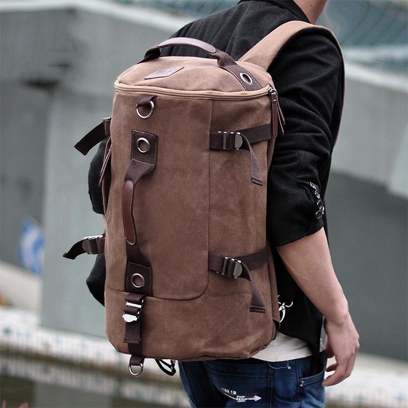 Men s Korean-style canvas backpack, British-style men s backpack, trendy student sports backpack, outdoor travel backpack 12 inches