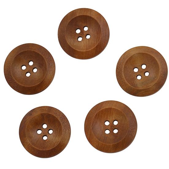 50Pcs Buttons 4 Holes Wooden Cloth Ornaments Round Decorative Button for