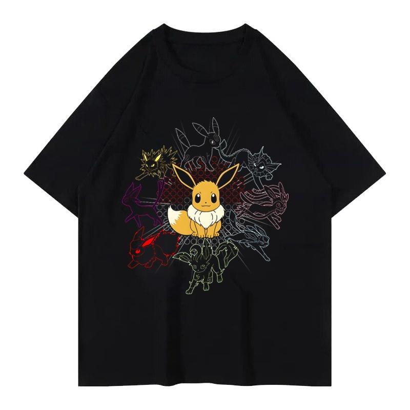 MINISO Summer New Pokémon Game Q Version Cartoon T-shirt Men's Women's Japanese Harajuku Trend Loose Casual Short-sleeved Top
