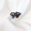 Gothic Metal Ring with Intricate Crow Design and Red Gemstone