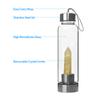 Crystal Glass Water Bottle, Water Bottle with Removable Gemstone Center Top Easy Carry Strap for