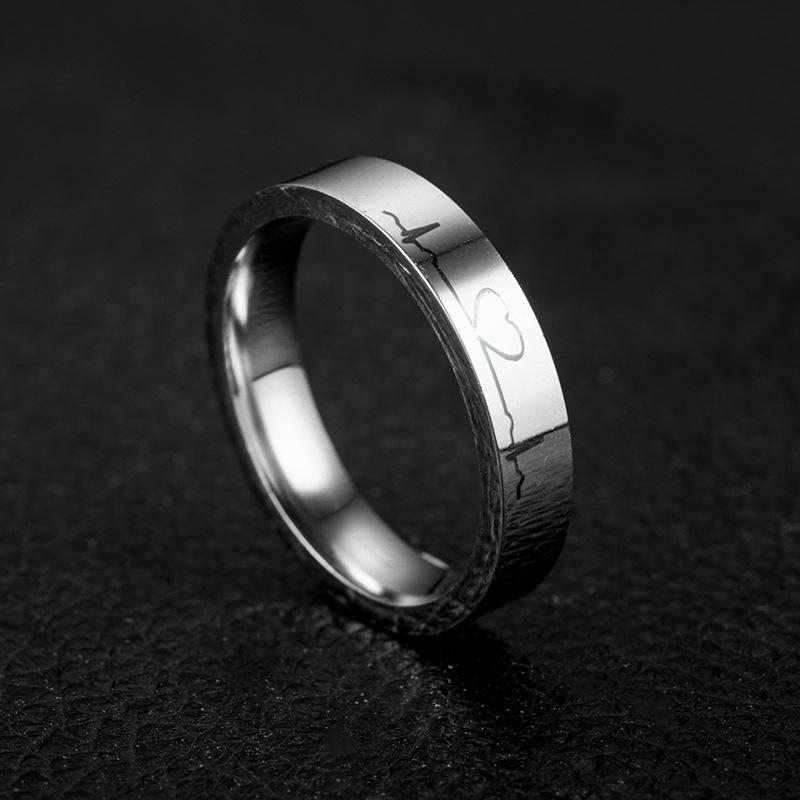 1Pc Fashion Fashion ECG Titanium Steel Ring Is A Ring Suitable for Men and Women To Wear