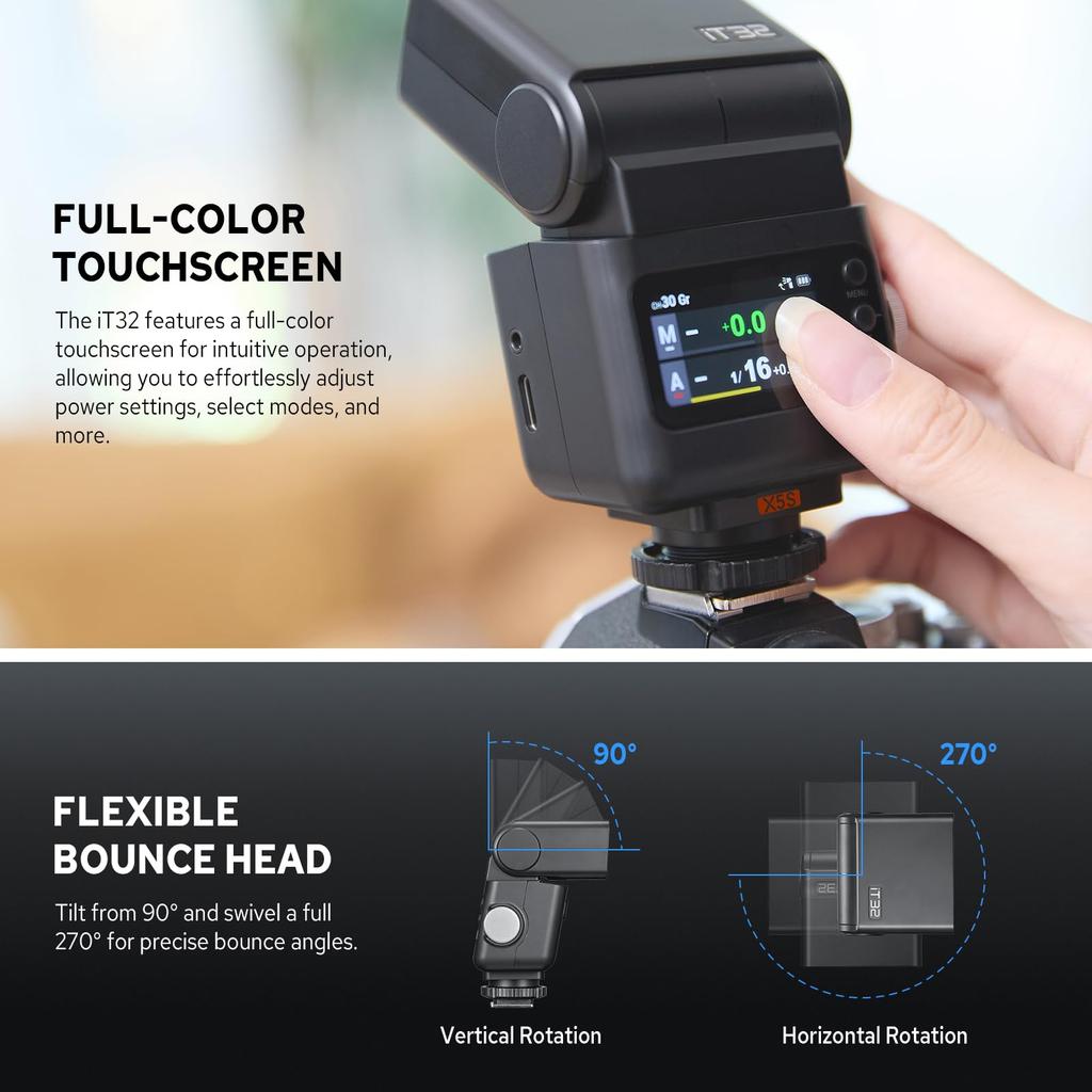 Godox IT32 Strobe Trigger Camera Flash Kit for Sony Features a Magnetic Hot Integrated Hot Shoe and Trigger TTL HSS Approximately 510 Recycle Color