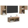TV Wall Shelves Wall Mounted 4 Pcs Artisan Oak Wood Based Material