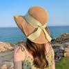 Bow straw hat women's summer seaside vacation fashion beach hat big brim shading sun protection show small face
