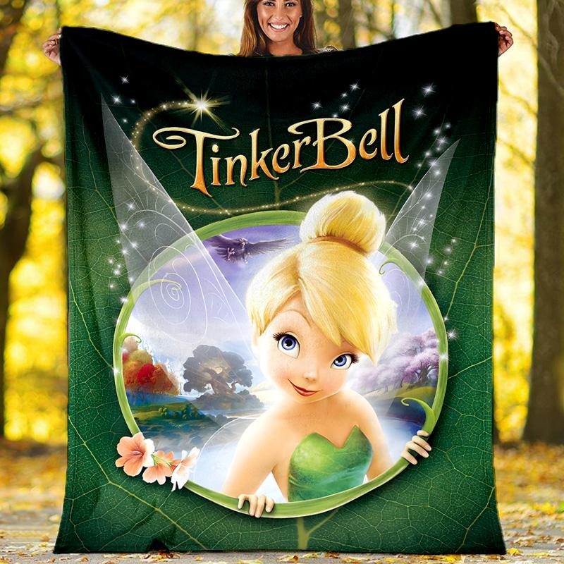 1pc T-Tinkerbell2 Theme Blanket - Digital Print, Polyester, Cozy for All Seasons, Perfect for Outdoor, and Travel