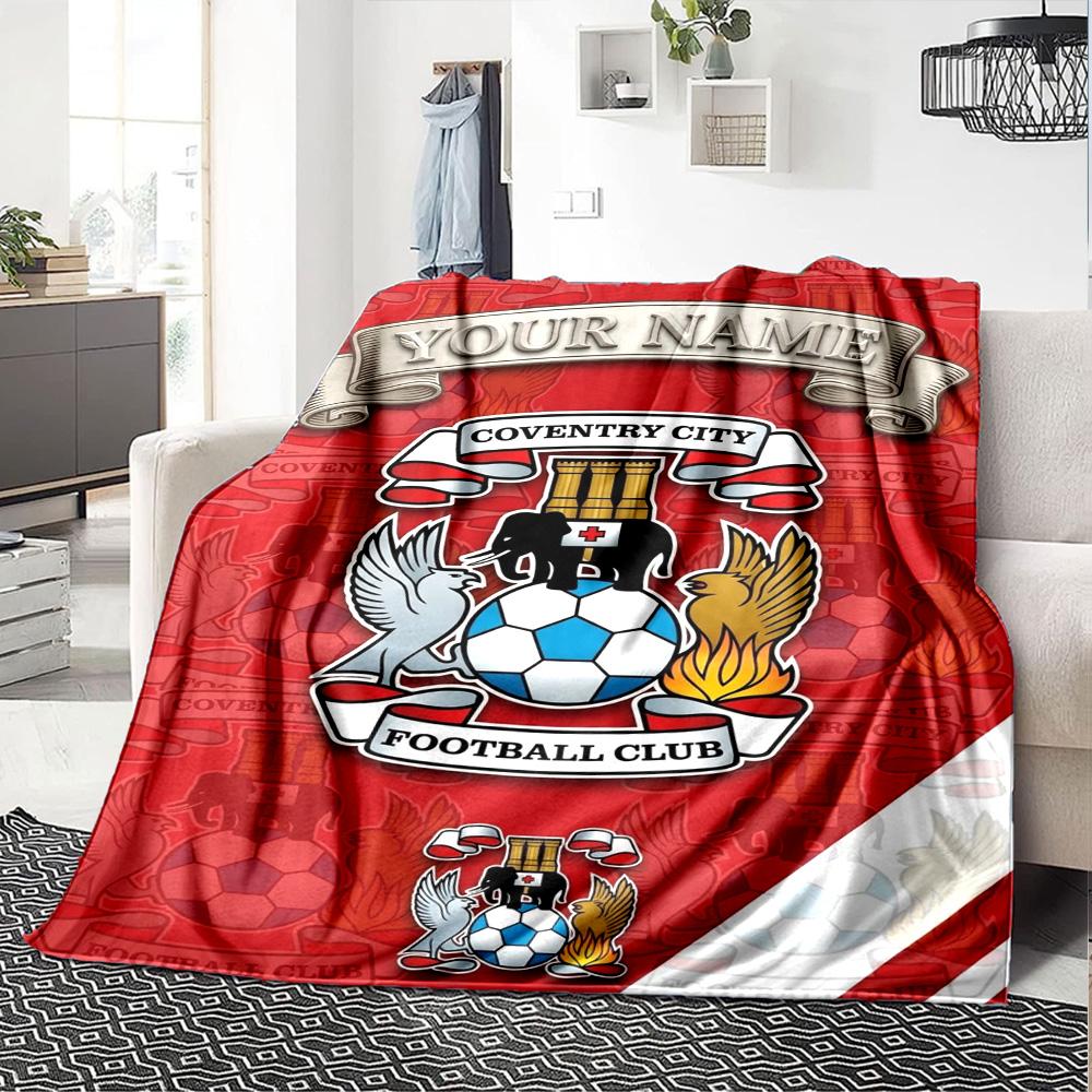 Name Custom Coventry City Print Flannel Blanket High Quality Warm Comfortable Cover for All Seasons Perfect for Gifts Home Decor
