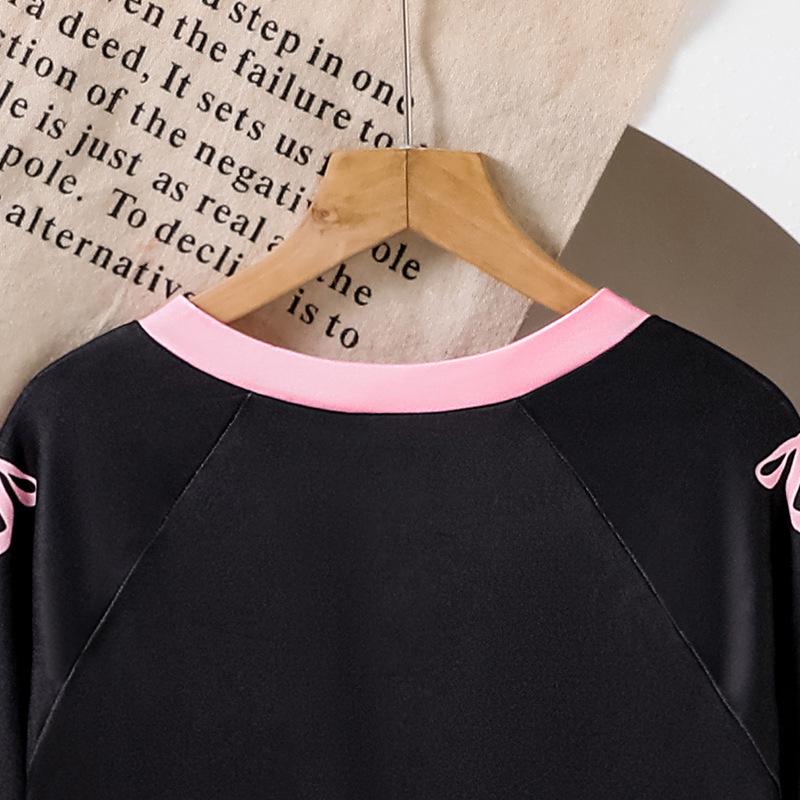 2025 Herbst Mädchen Colorblock T-Shirt & Faltenrock Set