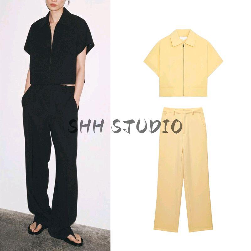 Lapel T-shirt Shory Style Outwear 8491053 8491053 Straight-leg Mid Waist Casual Pants 8491054