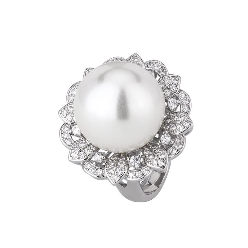 Jewelry Copper Bottom Gold-Plated Inlay Imitation White Pearl Pearl Round Set 16-12Mm