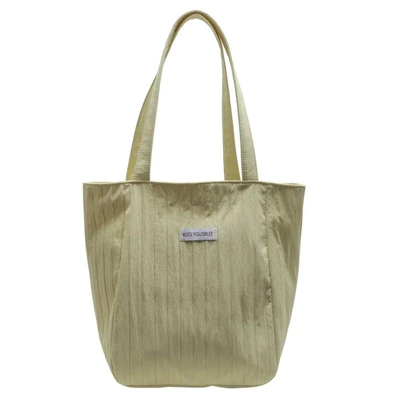 

New Zipper Solid Colors Nylon Fashion Women s Tote Bags High Quality Concise Women s Commuting Shoulder Bags жовтий