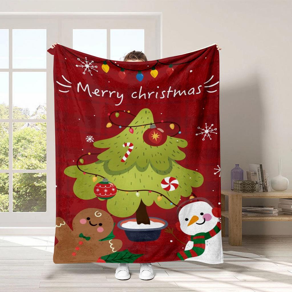 Christmas Cartoon Series Printed Blanket for Sofa Travel Camping Living Room Office Conditioning Blanket for All Seasons Gifts
