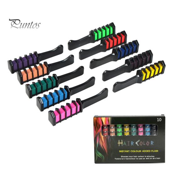 Multi-color Hair Dye Brushes 10Pcs Disposable Comb 10 Colors Individually Packaged Temporary Chalk for Colorful Set Wet Dry Washable Non-Damaging