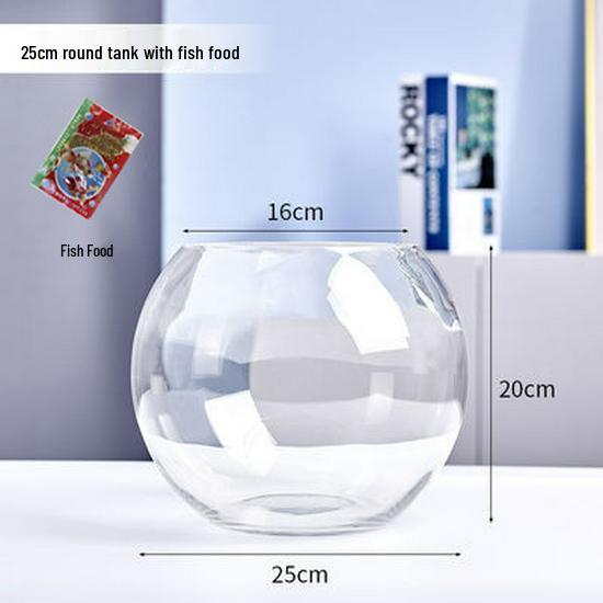 Round Transparent Glass Fish Tank for Desktops - Small, Thickened Design for Turtles and Goldfish, Ideal for Living Room Landscaping
