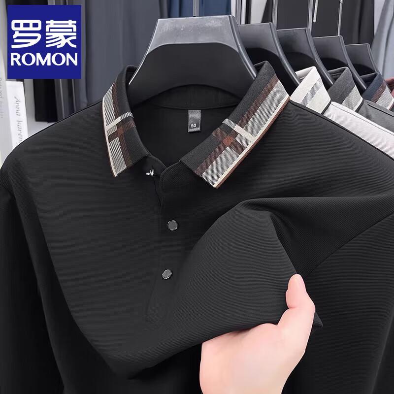 Luomeng Men s Long-Sleeve Business Casual Polo Shirt 3XL