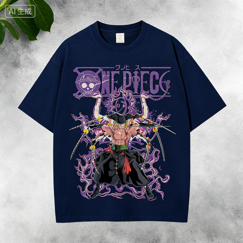 Anime Retro Washed Shirt  2026 Unisexs and Womens Summer One Piece Anime Cotton Tshirt Comfortable Breathable Highquality Ins