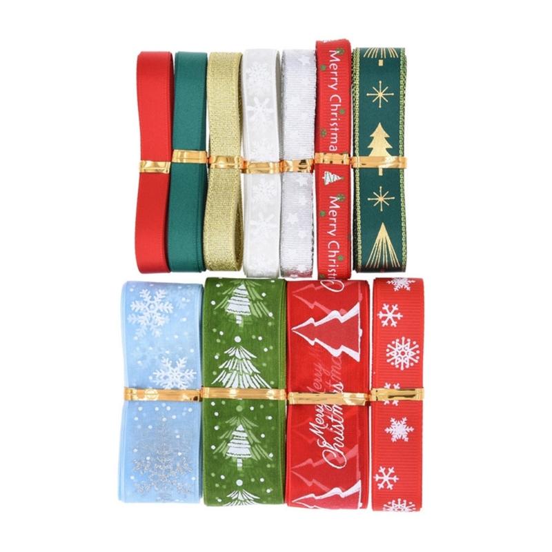 Pack of 11Polyester Ribbons for Christmas Present and Wedding Decorations Stylish Flower Bouquet Wrapping Silk Ribbons