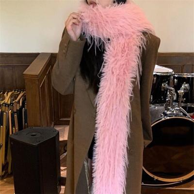 Party Plush Long Strip Scarf 180cm Ladies Tassels Scarves Fashionable Luxury Wraps Shawl  Women