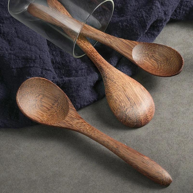 Wooden Spoon Set Rice Spoon Honey Stirrer Chicken Wing Wood Lacquerless Waxless Kitchen Utensils Accessories Dessert Spoon