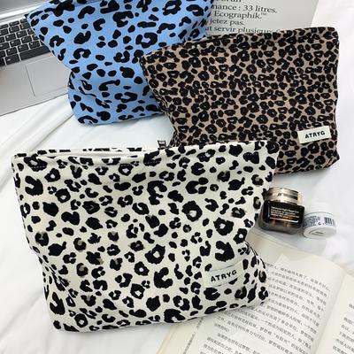 Kosmetiktasche mit Leopardenmuster Große Kapazität Tragbare Aufbewahrungstasche Clutch
