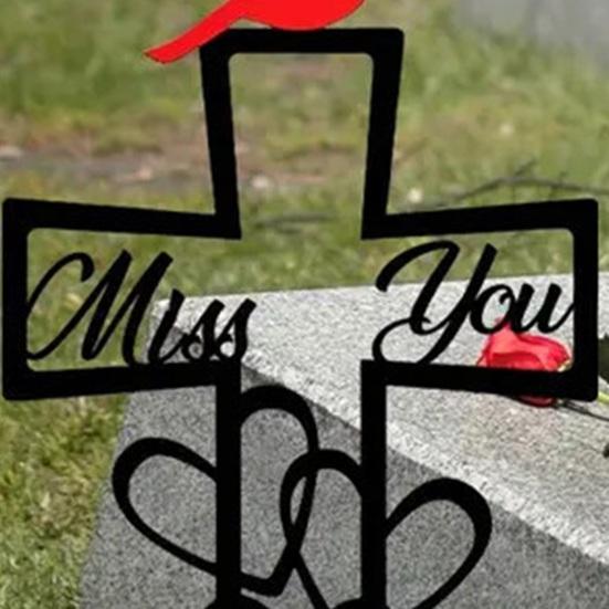 Memorial Plaque Metal Religious Red Bird Heart Sign Miss You Decoration Outdoor