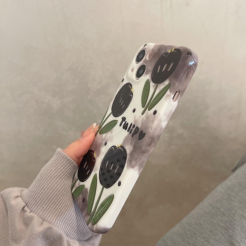 Schwarze Tulpe Weiche Silikon Glitzer Hülle Für Iphone 14 13 12 11 Pro Max Xs Xr X 7 8 14 Plus Stoßfest Rückseite Abdeckung Capa