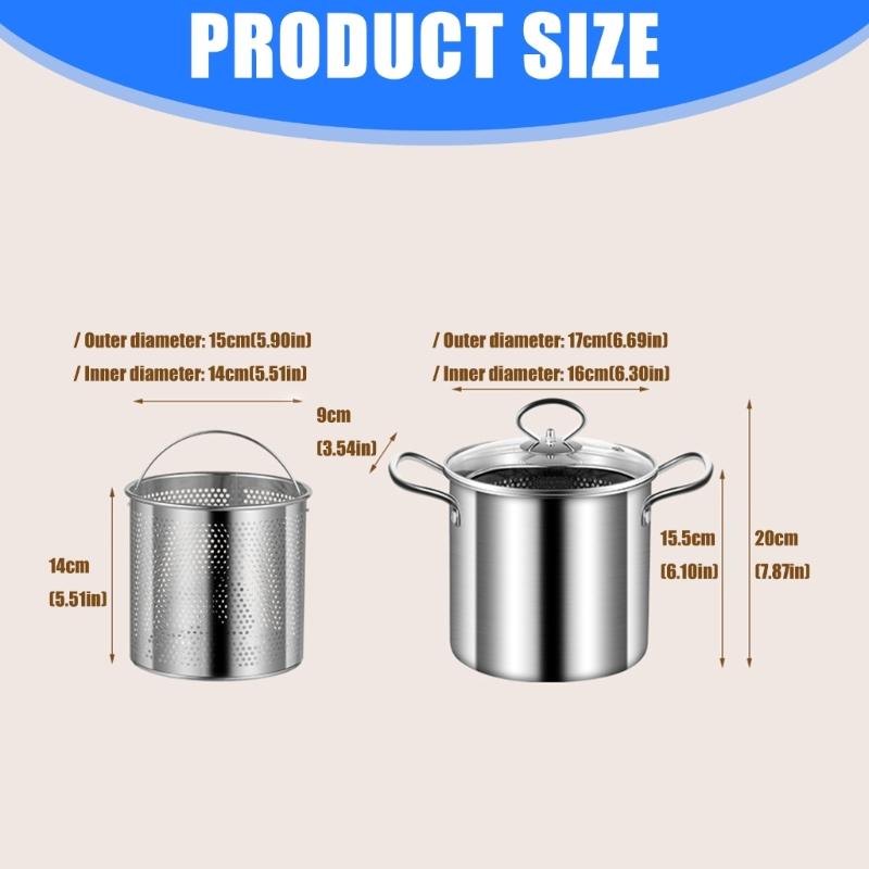 Multi Functional Stainless Steel Cooker Pot With Frying Basket Heat Resistant Lid Even Heating Design Works On Gas Induction