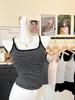 Dziewczęcy Retro Top na Ramiączkach w Paski: Damski dopasowany top wiosenno-letni z wbudowanymi wkładkami
