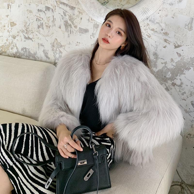 Winter new imitation fox fur imitation coat women's short long hair fashion slim imitation mink plush warm