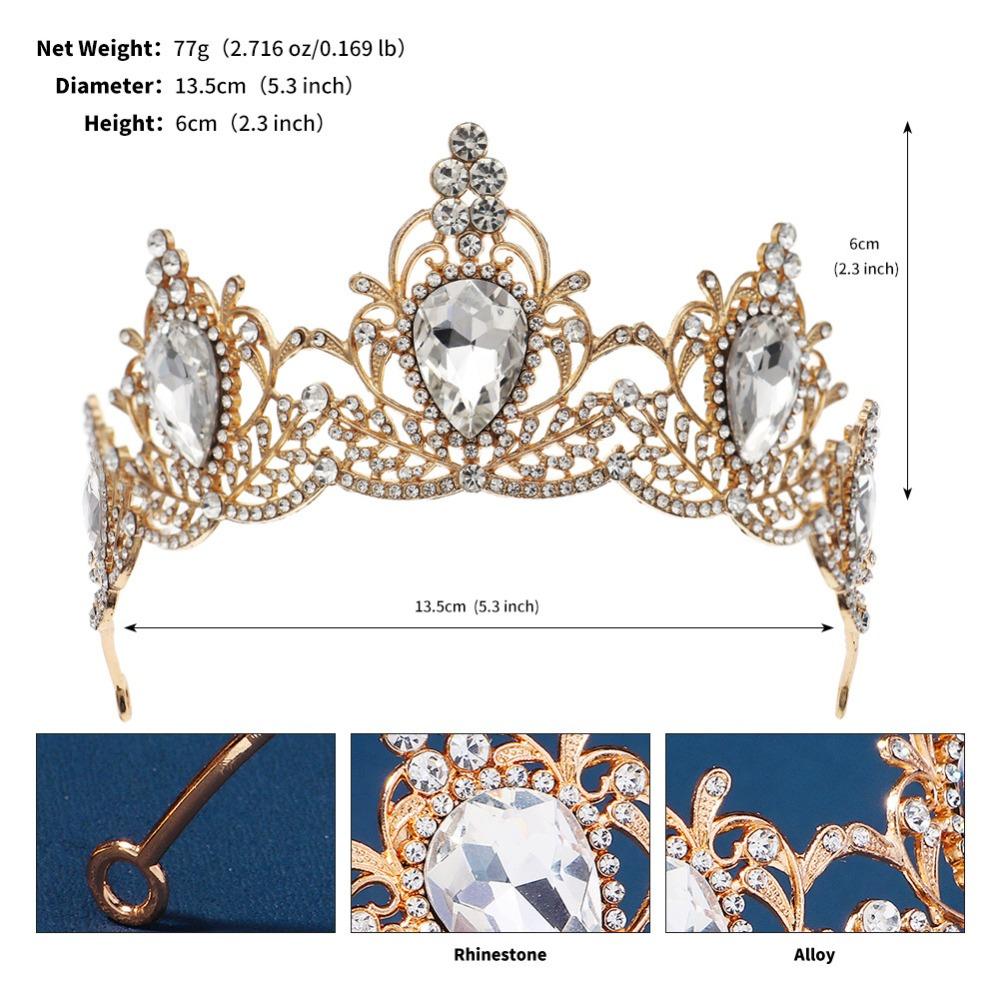 Shiny Baroque Crown Metal Rhinestone Crown Vintage Princess Tiara  Coming-of-age Ceremony