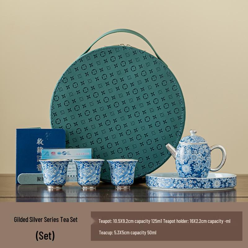 

Сине-белый позолоченный чайный сервиз - Элегантный праздничный подарок для старших и руководителей