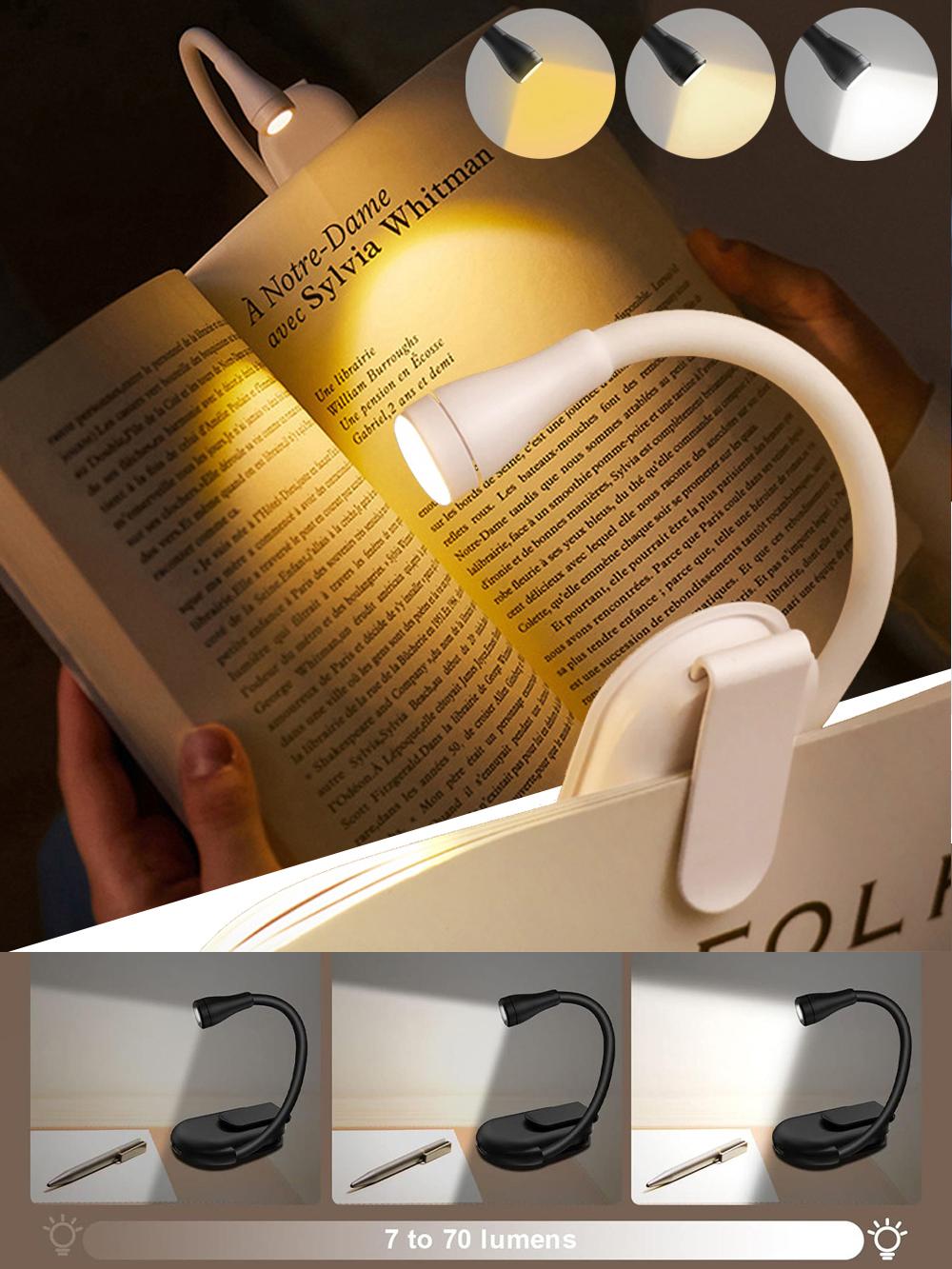 

1 шт. новый светильник для чтения USB перезаряжаемый портативный 3-цветный светильник для чтения в постели подарок любителю книг светодиодный светильник для чтения