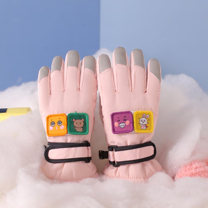 Bumbac îngroșat, rezistent la frig, impermeabil, rezistent la vânt, antiderapant și călduros, mănuși de bumbac pentru copii pentru schi și joacă în zăpadă