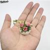 1Pcs Plastic Flower Doll House Living Room Scene Decoration Mini Rose Plant Potted Plants Model Miniature Landscape Handicrafts