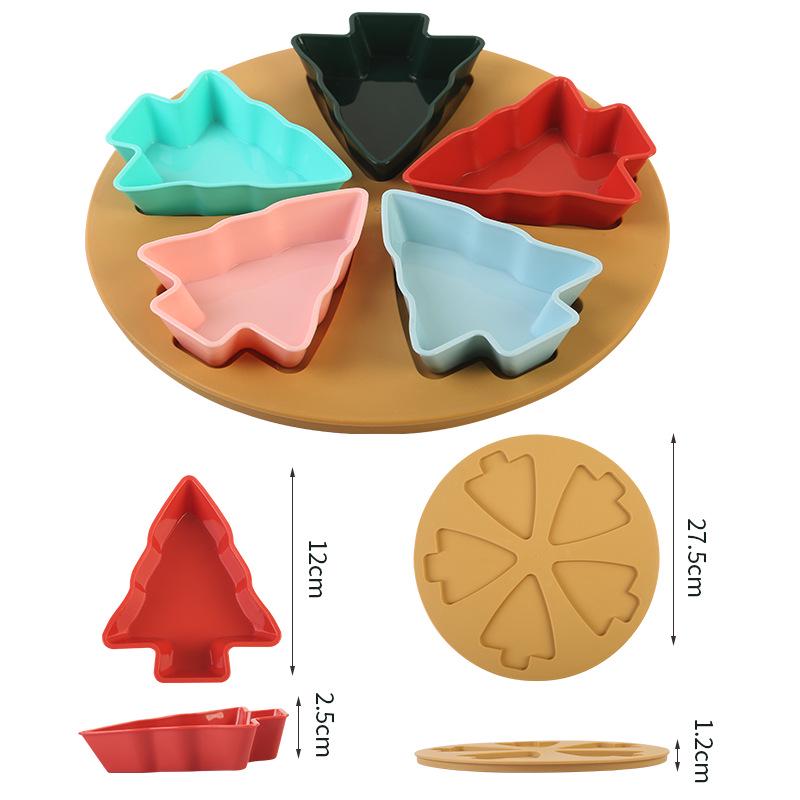 Creative Christmas Tree Snack Dish Set: Fruit Bowl, Nut Dish, Pastry, and Candy Dish