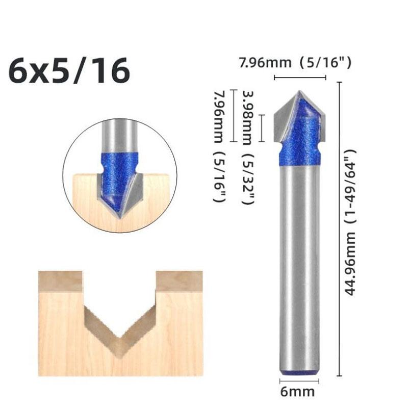 1/4inch 6mm Shank 90 Degree V Groove Template V-Groove V Grooving Router Bitit Carbide Milling Cutter Wood Drilling