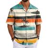 Men's Summer Hawaiian Print Cuban Collar Shirt Short Sleeve Button Down Casual Beach Shirt Lightweight Breathable Fabric