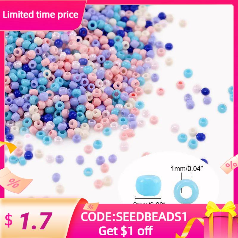 2mm Glass Seed Beads Kit Bracelet Making Kit Small Beads Assortment Colors Craft Loose Beads for Jewelry Making DIY Art Crafts