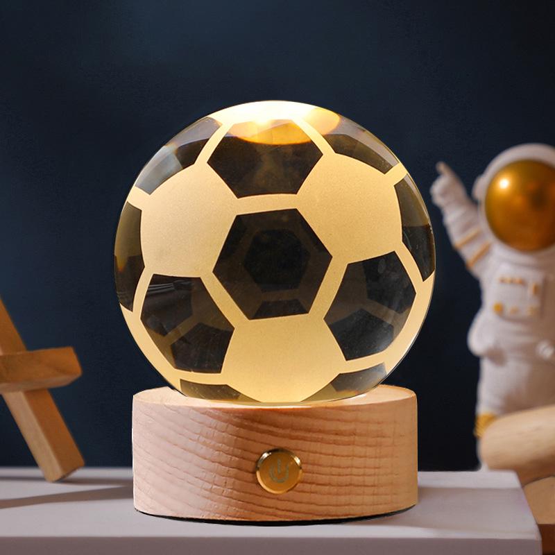 Crystal Ball Night Light - Football & Basketball Theme Desktop Ornament, Perfect Birthday Gift for Boyfriend
