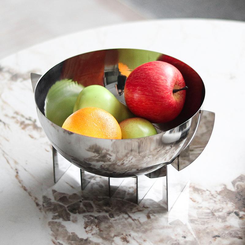 Stainless Steel Fruit Bowl Circular Snacks Nuts Salad Dinng Plates Minimalist Beautiful Food Dishes Kitchen Restaurant Tableware