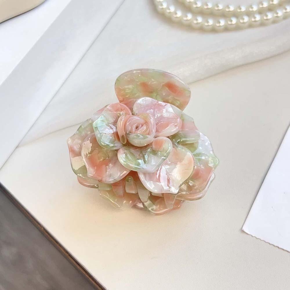 Elegant Flower Shark Clip Korean Style Acetic Acid Hair Claw Fashion Camellia Hair Claw Daily