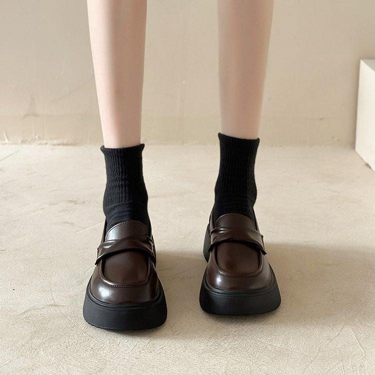British Style Platform Small Leather Shoes Women's Spring and Autumn 2025 New One-pedal Jk Single Shoes Muffin Bottom Loafers