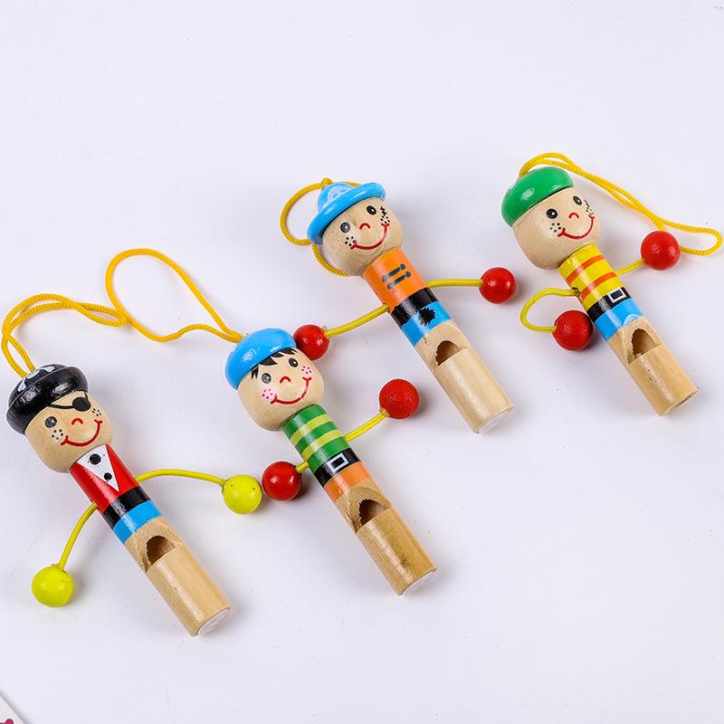 Cartoon Wooden Pirate Whistle Toy - Children's Wind Instrument for Babies, Kids, and Kindergarten Prizes