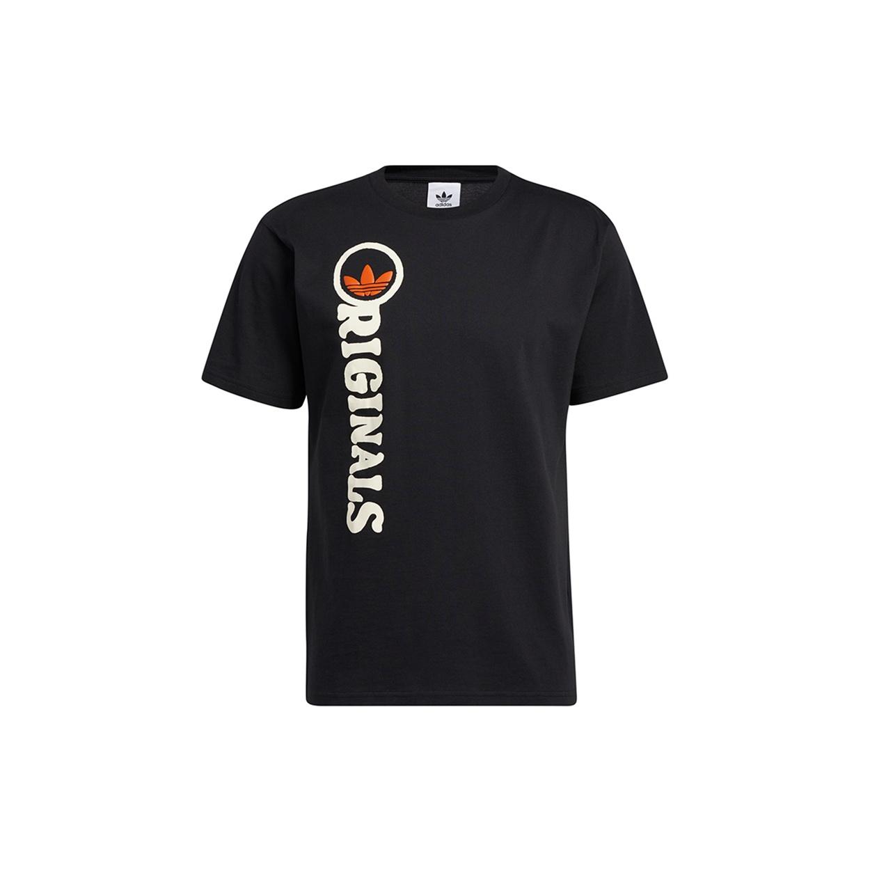 adidas originals Logo Printing Casual Round Neck Sports Short Sleeve Black Men s H32310 M
