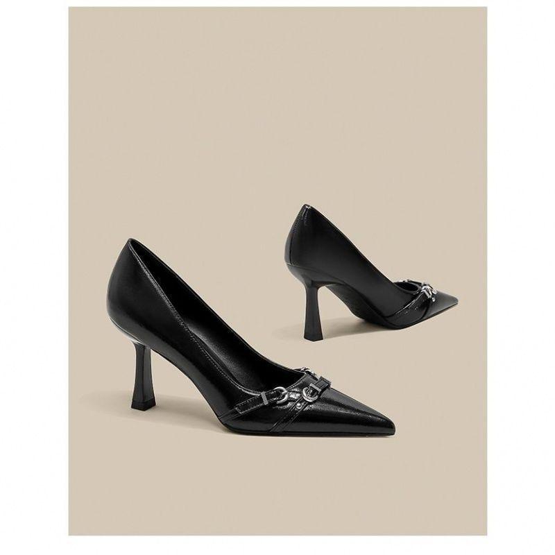 Solid color light familiar celebrity style beautiful high heels women's 2025 new skirt French temperament pointed head stiletto single shoes