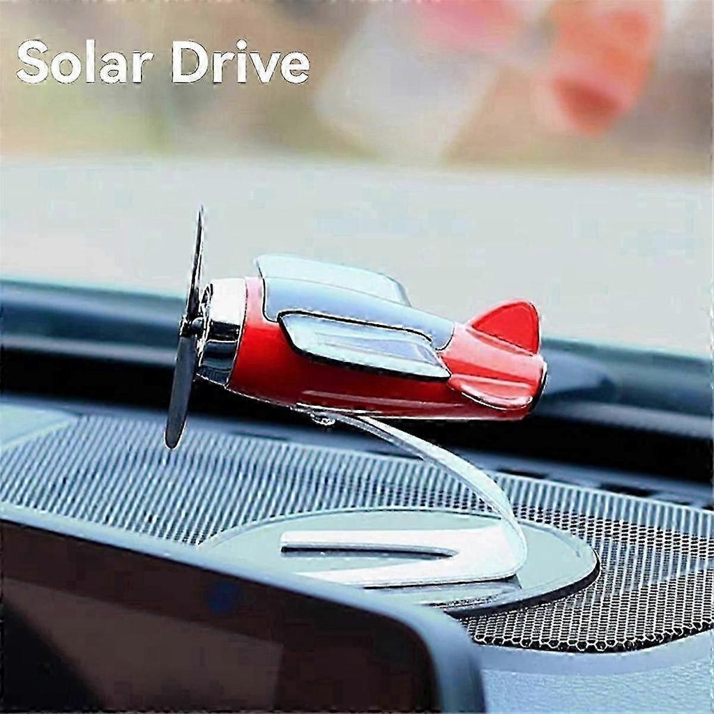 Solar Powered Rotating Airplane Decorative Ornaments Air Purifier Airplane Lover Gift Home Desk Accessories Red