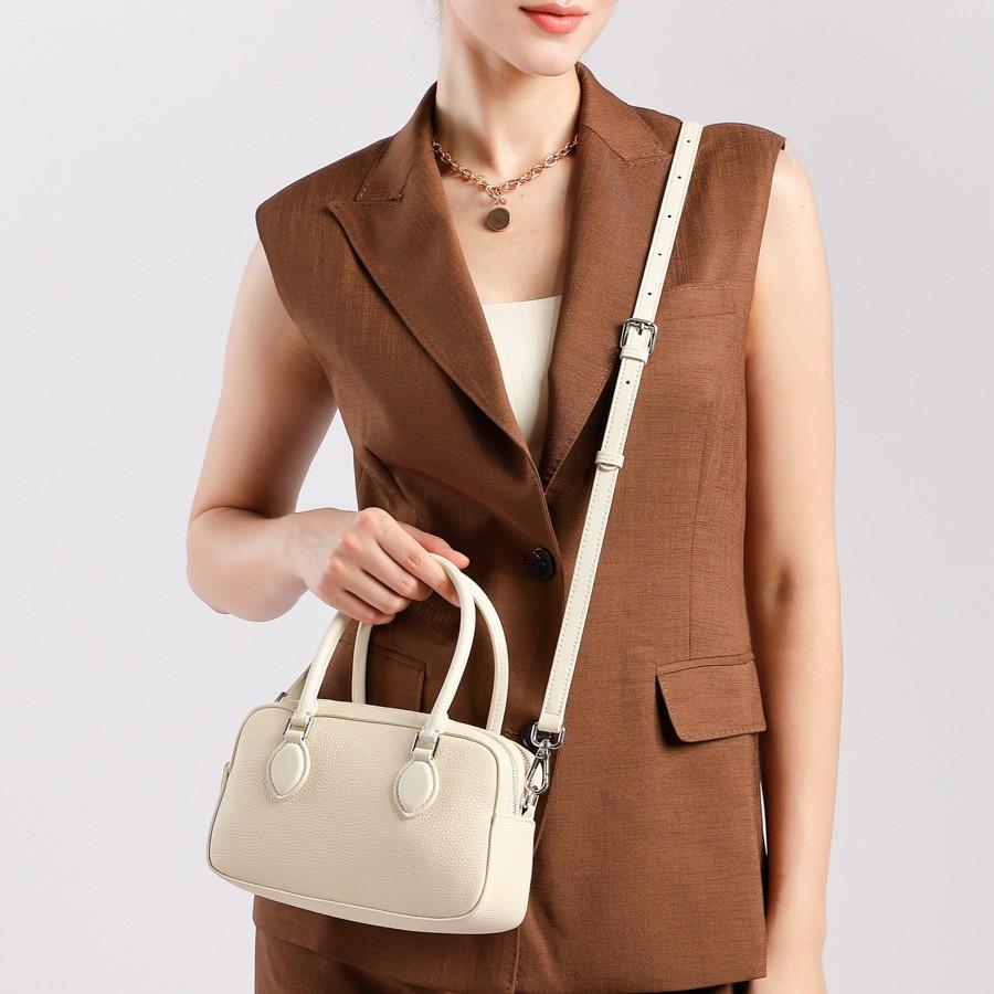 Top Layer Cowhide Mini Pillow Bag High-End Boston Shoulder Underarm Bag 2025 New Women's Genuine Leather High-End Bag