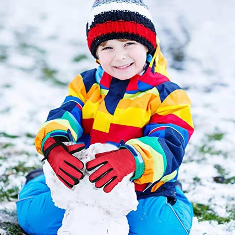 Kids Gloves Waterproof Outdoor Full Finger Thermal Gloves Children Winter Snow Mittens For For 3-13 Years Old Boy Girl
