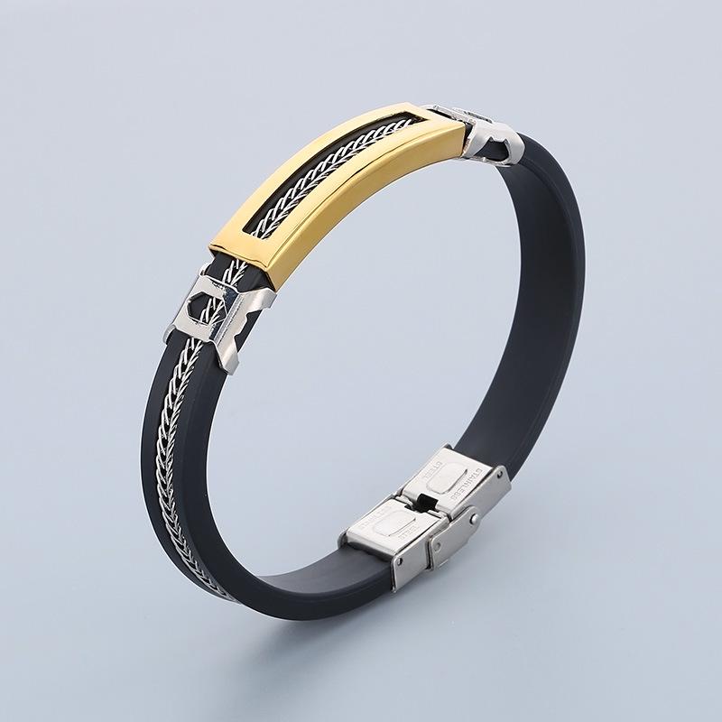 Haoyi Men's Adjustable Silicone Titanium Steel Bracelet in European & American Fashion